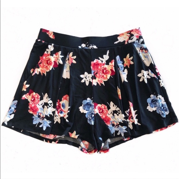 Express Flowy Mini Shorts Floral Pink Black Size Extra Small XS - Picture 5 of 8